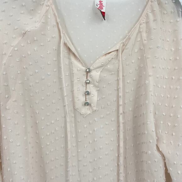 Matilda Jane Swiss Dot Blouse Size M Serendipity Sheer Textured Blush Cream - Picture 3 of 9